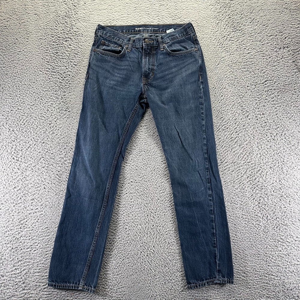 Old Navy Jeans Mens 30x30 Blue Cotton Denim Slim Straight Faded Workwear Travel